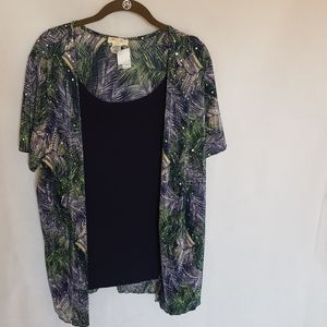 Brittany Black 2fer Top, Multicolor, Size 3X